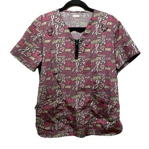 Scrubaid Women’s Tapered Fit Four Way stretch Scrubs Top Breast Cancer Awareness